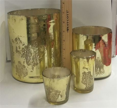 Antique Light Gold Cylinder & Votives