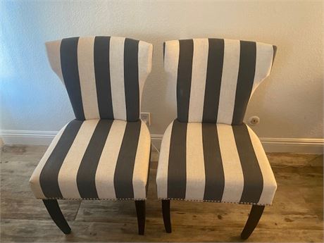 Grey and Off White Striped Chairs